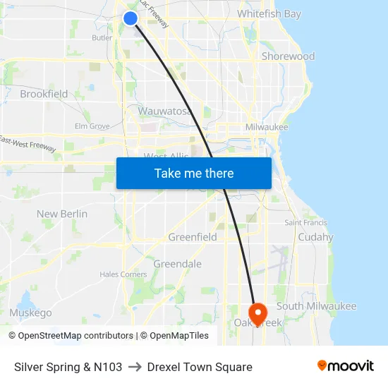 Silver Spring & N103 to Drexel Town Square map