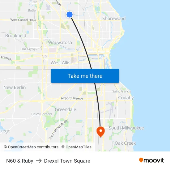 N60 & Ruby to Drexel Town Square map