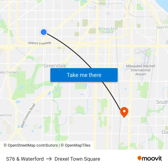 S76 & Waterford to Drexel Town Square map