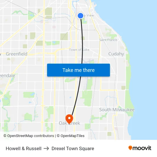 Howell & Russell to Drexel Town Square map