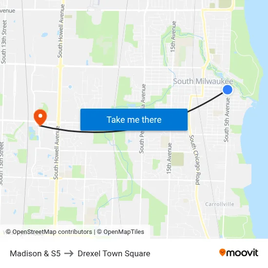 Madison & S5 to Drexel Town Square map
