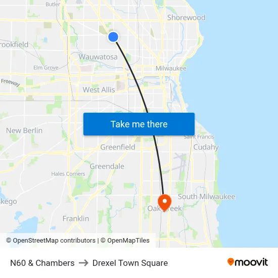 N60 & Chambers to Drexel Town Square map