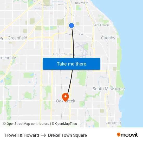 Howell & Howard to Drexel Town Square map