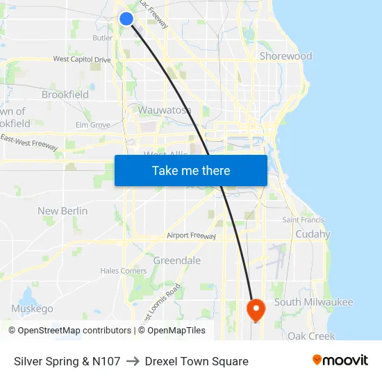 Silver Spring & N107 to Drexel Town Square map
