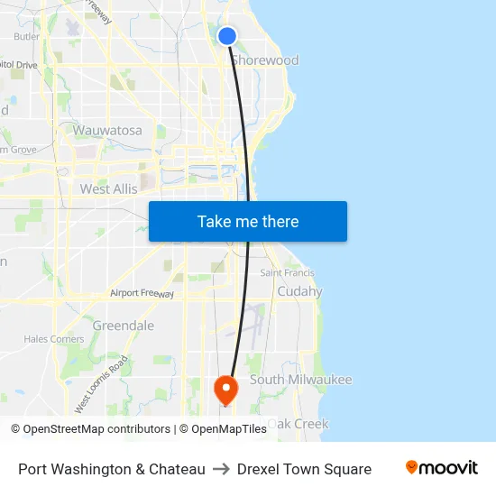 Port Washington & Chateau to Drexel Town Square map