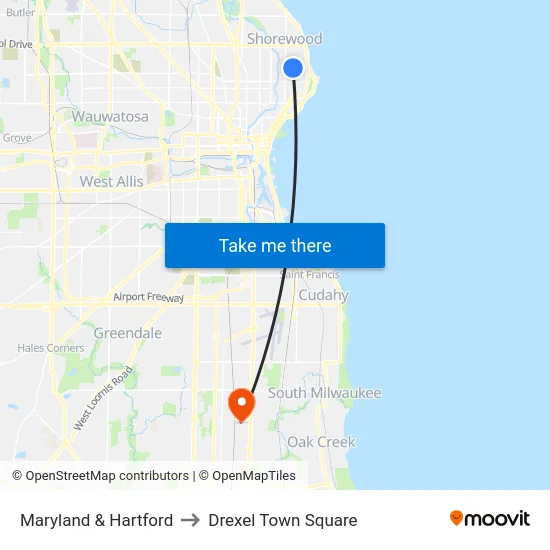 Maryland & Hartford to Drexel Town Square map