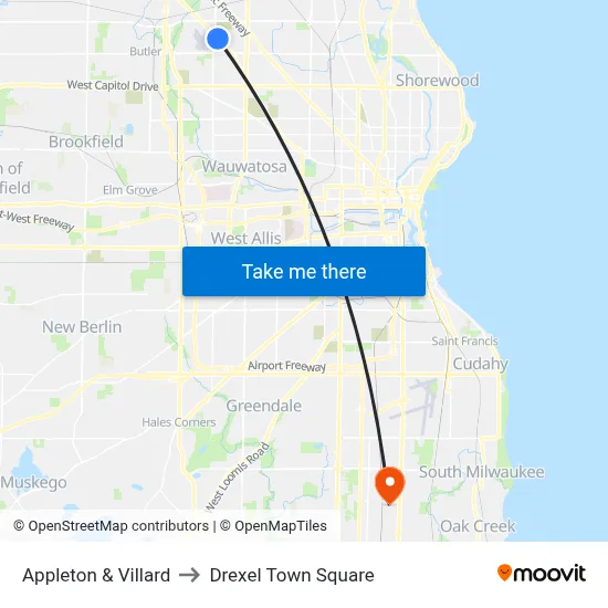 Appleton & Villard to Drexel Town Square map