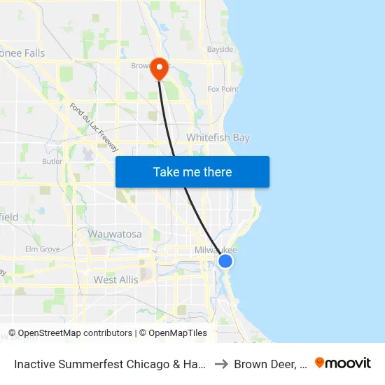 Inactive Summerfest Chicago & Harbor to Brown Deer, WI map