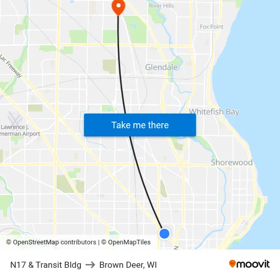 N17 & Transit Bldg to Brown Deer, WI map