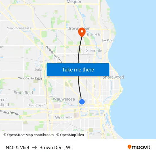 N40 & Vliet to Brown Deer, WI map