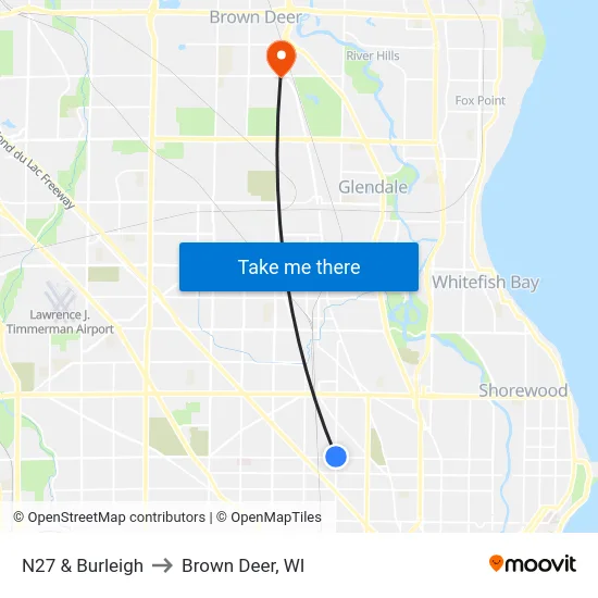 N27 & Burleigh to Brown Deer, WI map