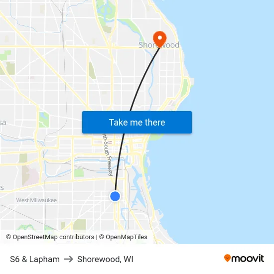 S6 & Lapham to Shorewood, WI map