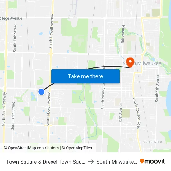 Town Square  & Drexel Town Square Way to South Milwaukee, WI map