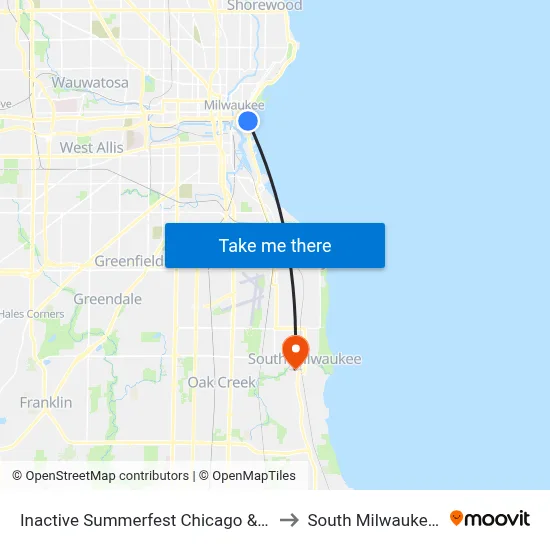 Inactive Summerfest Chicago & Harbor to South Milwaukee, WI map