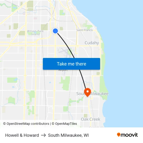 Howell & Howard to South Milwaukee, WI map
