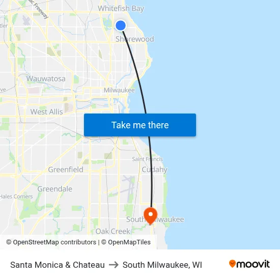 Santa Monica & Chateau to South Milwaukee, WI map