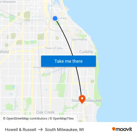 Howell & Russell to South Milwaukee, WI map