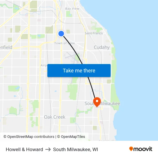 Howell & Howard to South Milwaukee, WI map