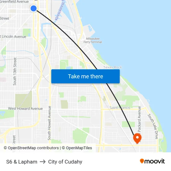 S6 & Lapham to City of Cudahy map