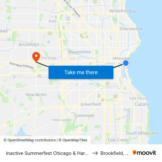 Inactive Summerfest Chicago & Harbor to Brookfield, WI map