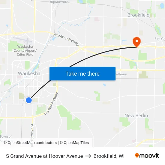 S Grand Avenue at Hoover Avenue to Brookfield, WI map