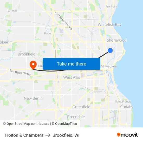 Holton & Chambers to Brookfield, WI map