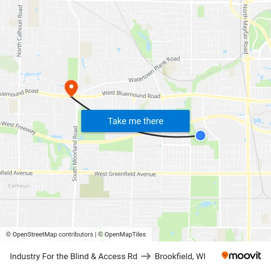 Industry For the Blind & Access Rd to Brookfield, WI map