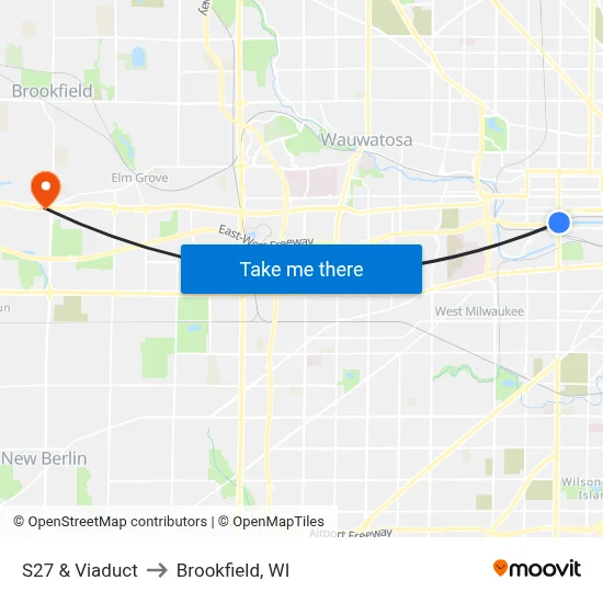 S27 & Viaduct to Brookfield, WI map