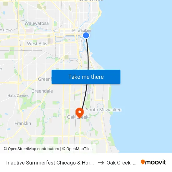Inactive Summerfest Chicago & Harbor to Oak Creek, WI map