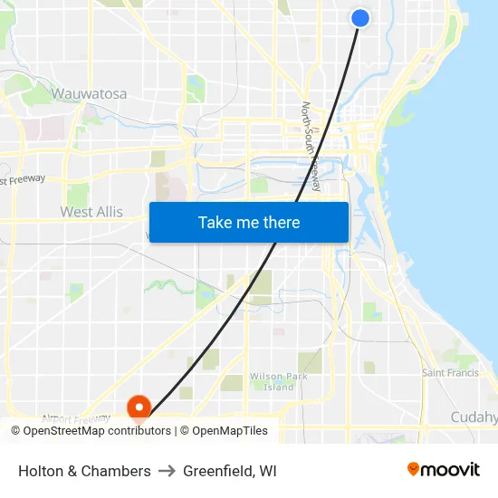 Holton & Chambers to Greenfield, WI map