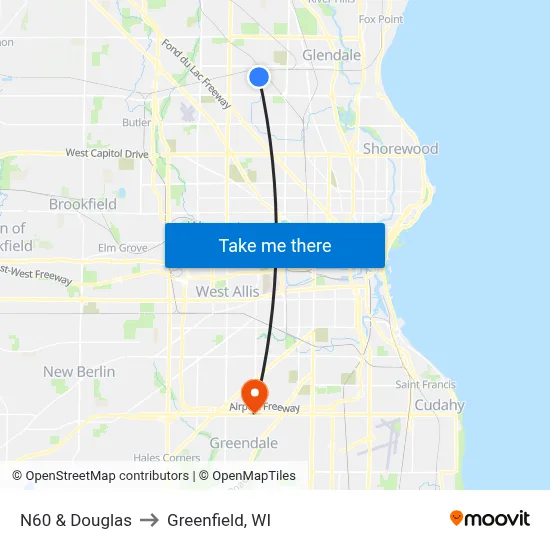 N60 & Douglas to Greenfield, WI map