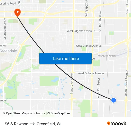 S6 & Rawson to Greenfield, WI map
