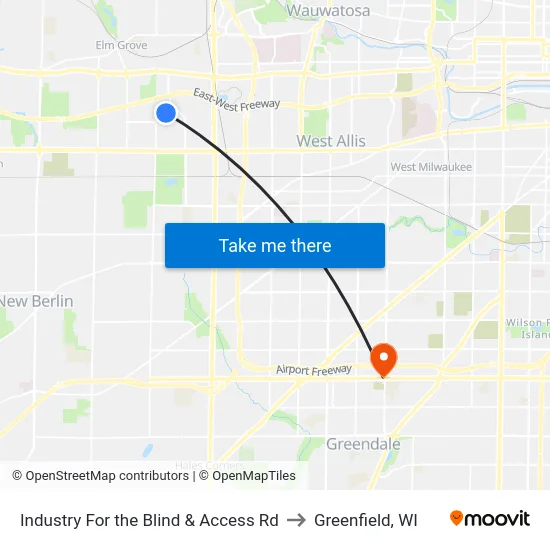 Industry For the Blind & Access Rd to Greenfield, WI map
