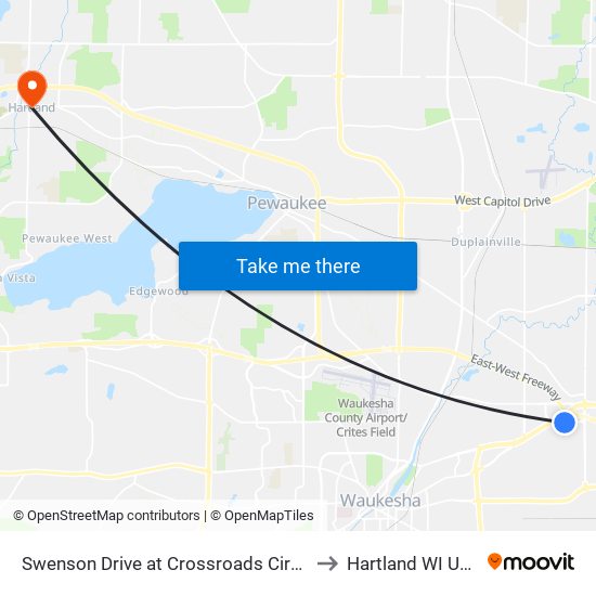 Swenson Drive at Crossroads Circle to Hartland WI USA map
