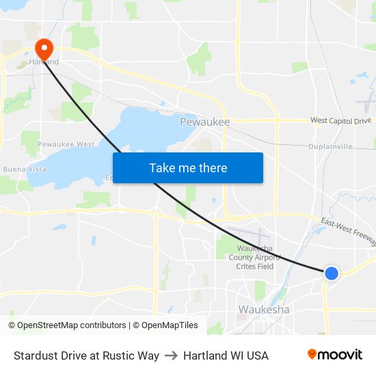 Stardust Drive at Rustic Way to Hartland WI USA map