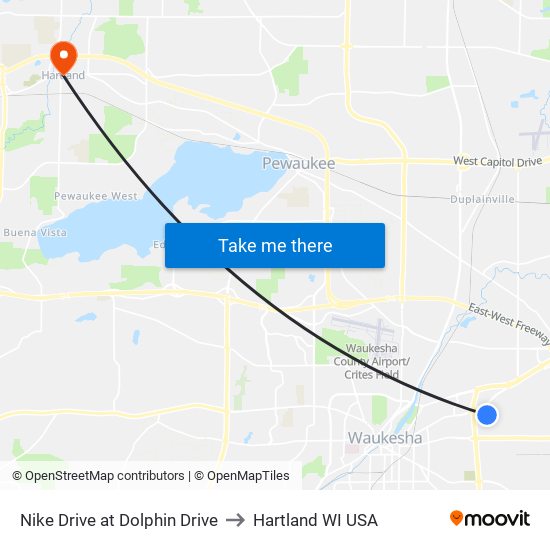 Nike Drive at Dolphin Drive to Hartland WI USA map