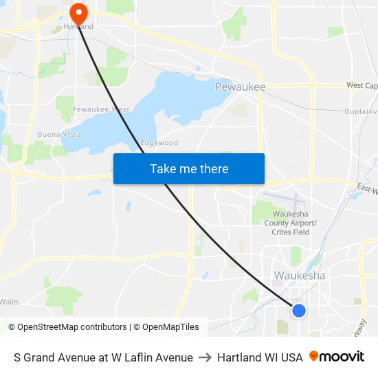 S Grand Avenue at W Laflin Avenue to Hartland WI USA map