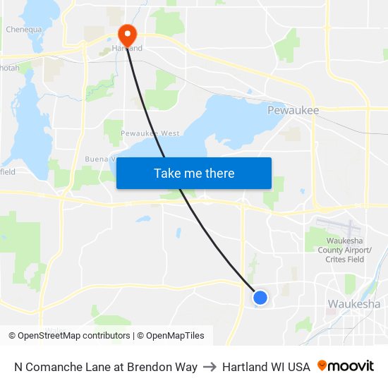 N Comanche Lane at Brendon Way to Hartland WI USA map