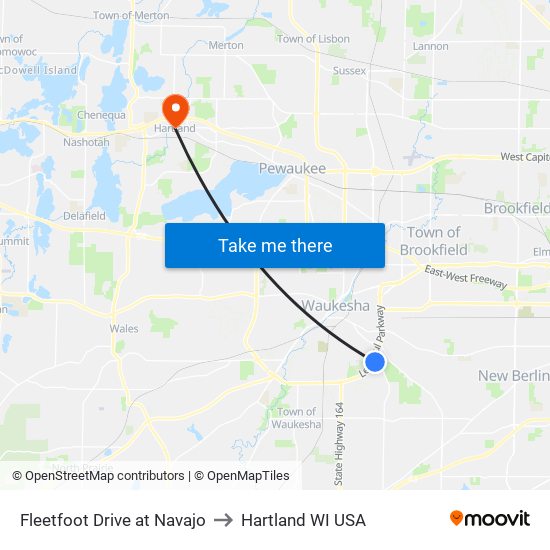 Fleetfoot Drive at Navajo to Hartland WI USA map