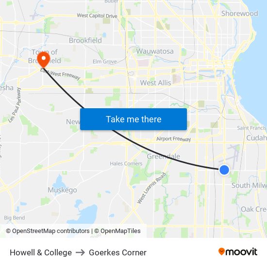 Howell & College to Goerkes Corner map