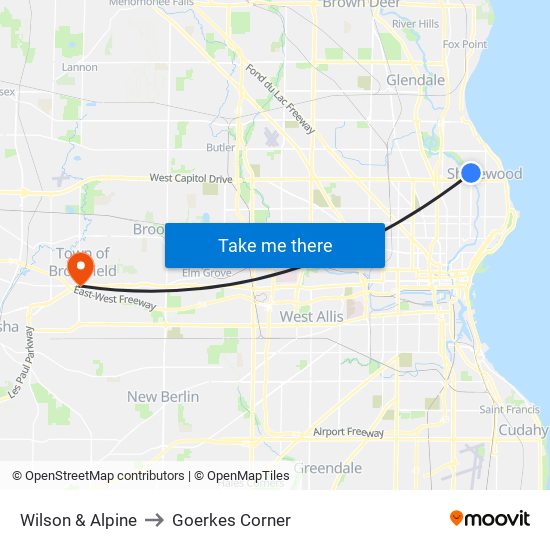 Wilson & Alpine to Goerkes Corner map