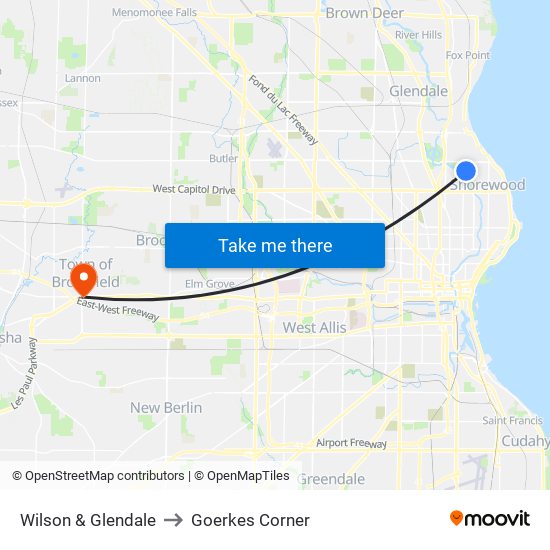 Wilson & Glendale to Goerkes Corner map