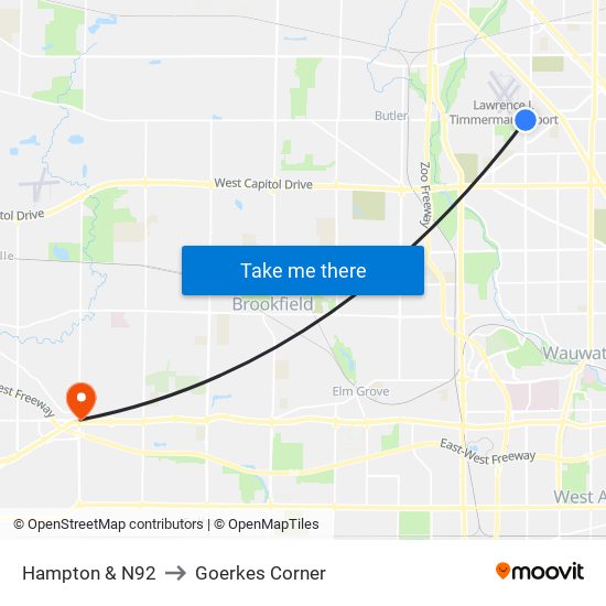 Hampton & N92 to Goerkes Corner map