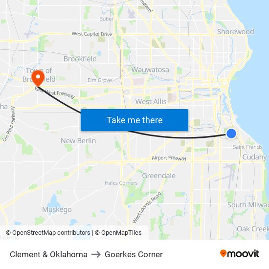 Clement & Oklahoma to Goerkes Corner map