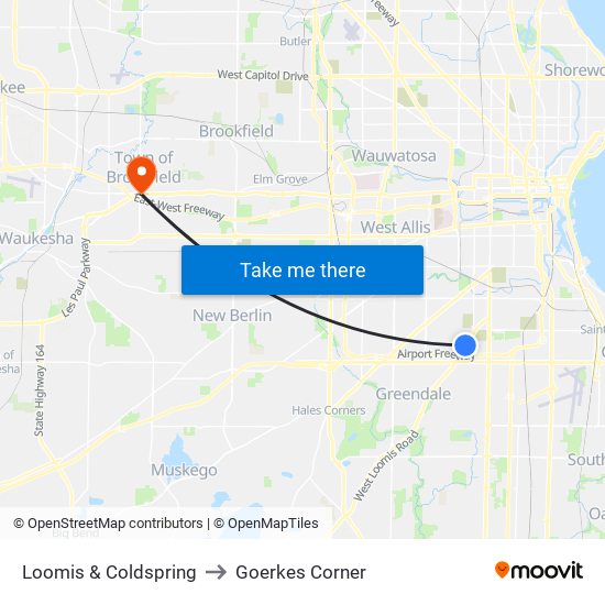 Loomis & Coldspring to Goerkes Corner map