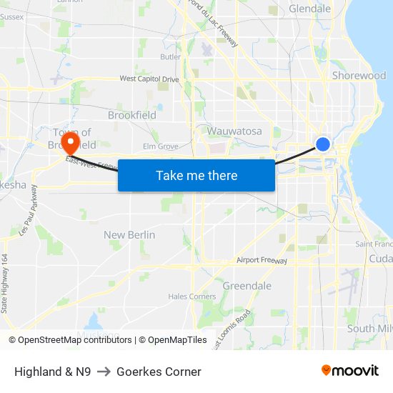 Highland & N9 to Goerkes Corner map