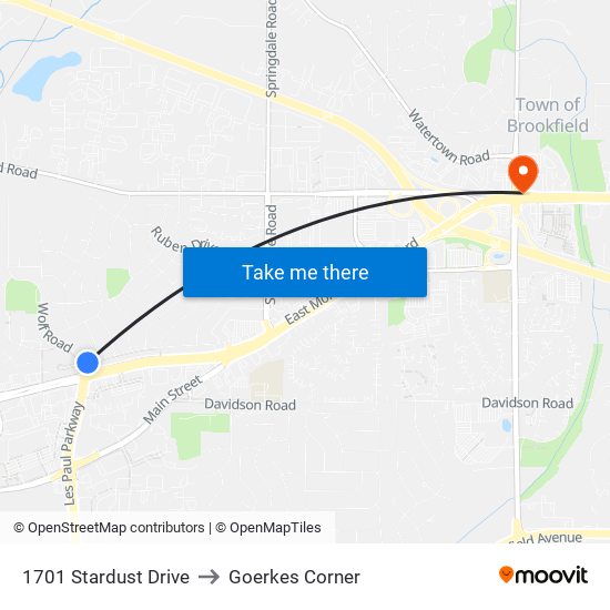 1701 Stardust Drive to Goerkes Corner map