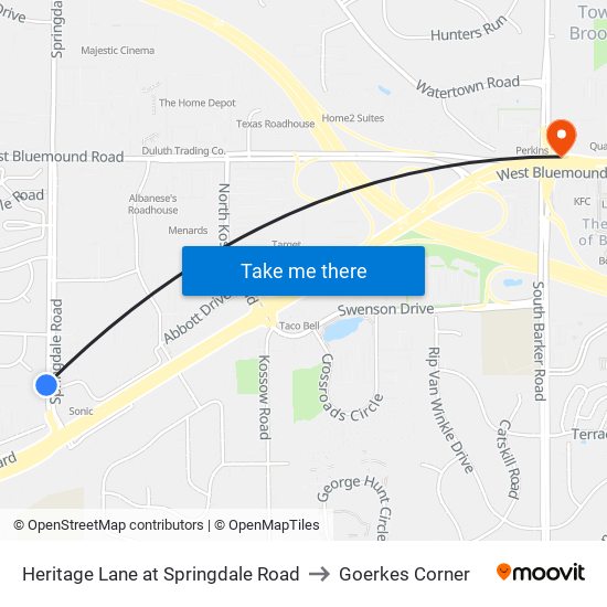 Heritage Lane at Springdale Road to Goerkes Corner map