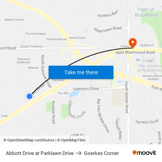 Abbott Drive at Parklawn Drive to Goerkes Corner map