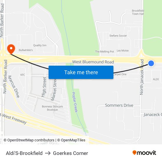 Aldi'S-Brookfield to Goerkes Corner map